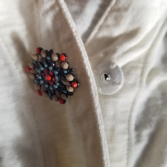 Soft Surroundings Danielle 3/4 Sleeve Tunic Creamy White Unique Buttons cotton L - Picture 6 of 9